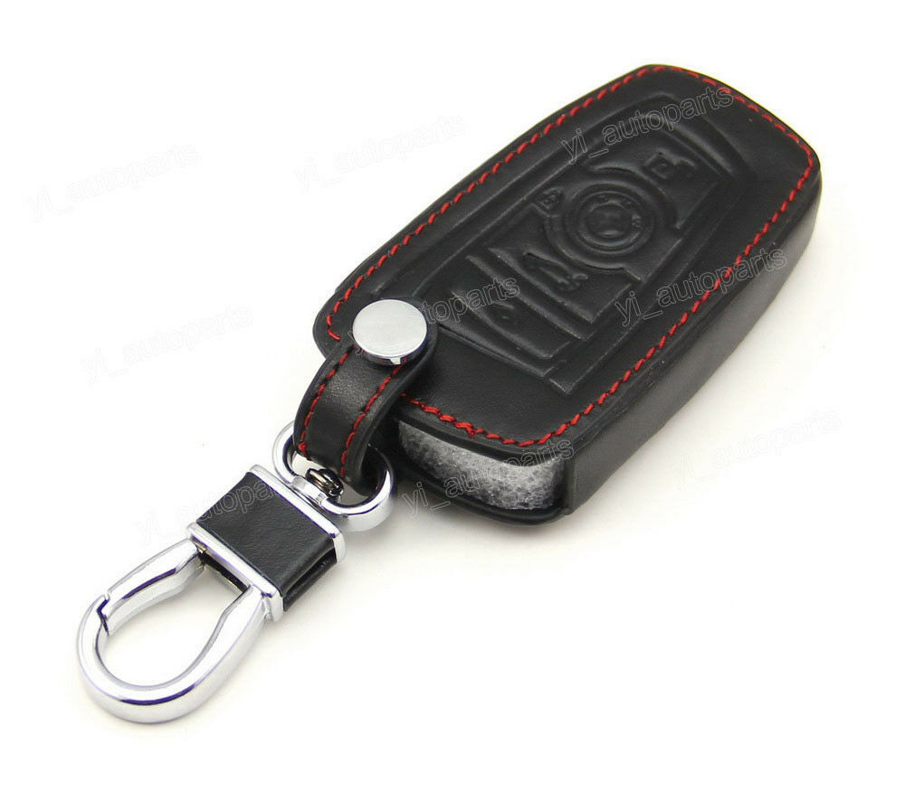 BMW 1/3/5/7シリーズ F01/F02/F03/F04/F07/F10/F11/F20/F22/F23/F30 レザー キーレス スマートキーケース 黒/赤 4ボタン タイプ1 未使用品 送料無料