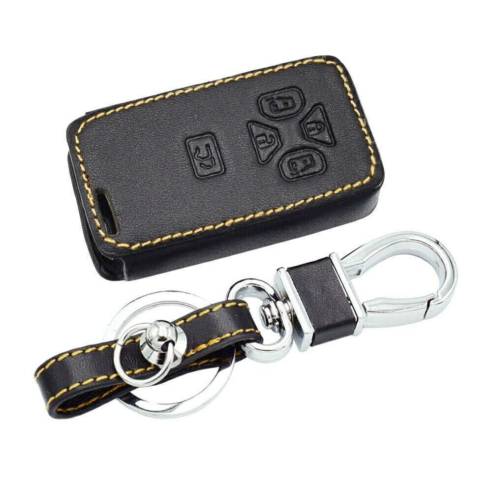 トヨタ アルファード/ヴェルファイア/エスティマ/ノア/ヴォクシー レザーキーケース 黒/黄 キーレス スマートキー 5ボタン 未使用品 送料無料