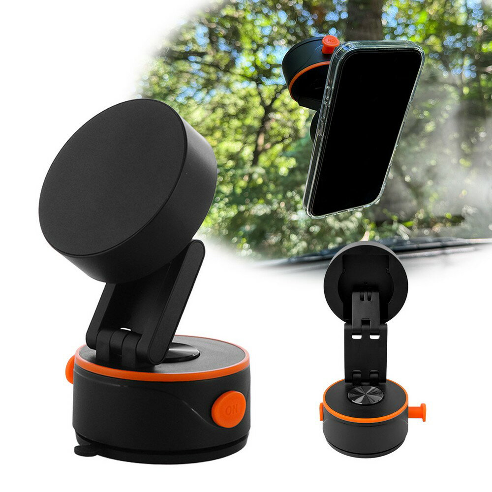 【期間限定★ポイント20倍】 MagSafe対応 車載ホルダー ダッシュボード用 真空吸着固定 Cタイプ スマートフォンを片手でラクラク操作 MagSafe非対応機種やケースでも使える 車体固定補助シート付 ブラック