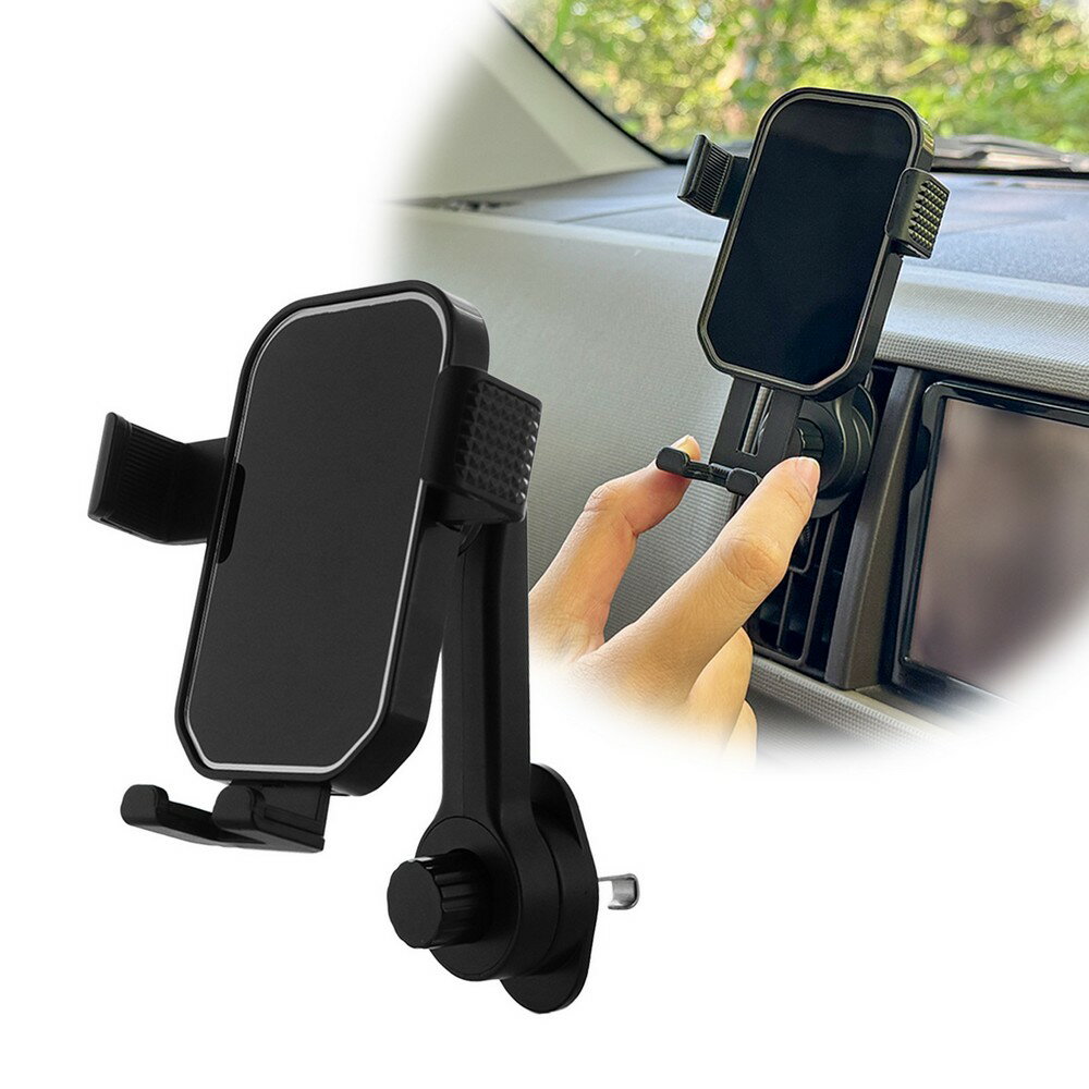 車載ホルダー エアコン吹き出し口用 スマートフォンを片手でラクラク操作 ブラック