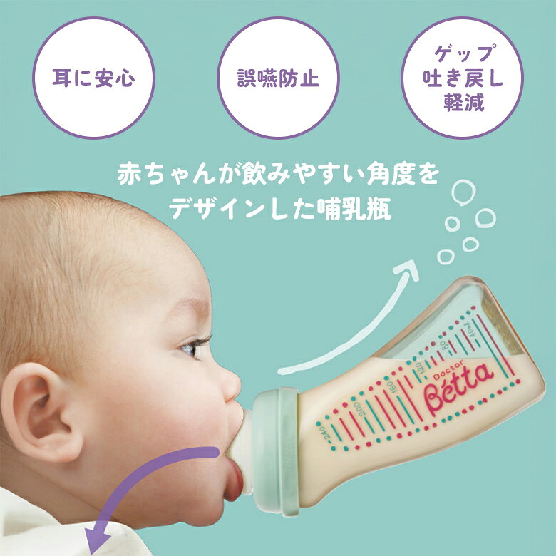 ドクターベッタ 哺乳びん ブレイン フラワー 80ml スリムタイプ 哺乳瓶 ガラス 耐...