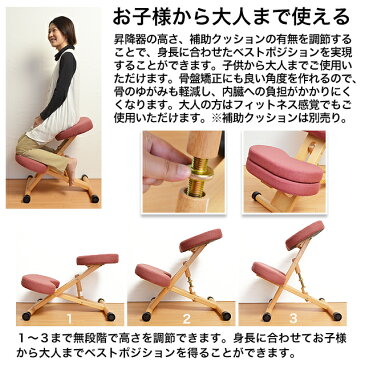 プロポーションチェア(補助クッション付) CH-88W+CN-8C 【キッズチェア】【S字チェア】【リビング椅子】【学習椅子】【座面高さ調節可能】