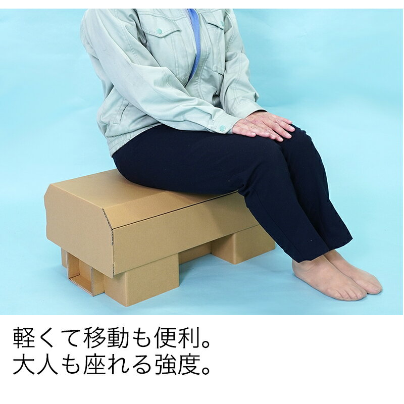 ベンチ2個セット ダンボールベンチ 段ボールベンチ キッズクラフト ダンボール 段ボール製 ダンボール家具 子供部屋 子供家具 日本製 国産 国内生産