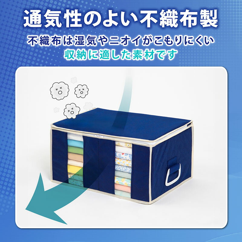 【店内最大20%OFFクーポン】衣類収納袋 ネイビー 約幅48×奥行35×高さ25cm 5枚セッ...