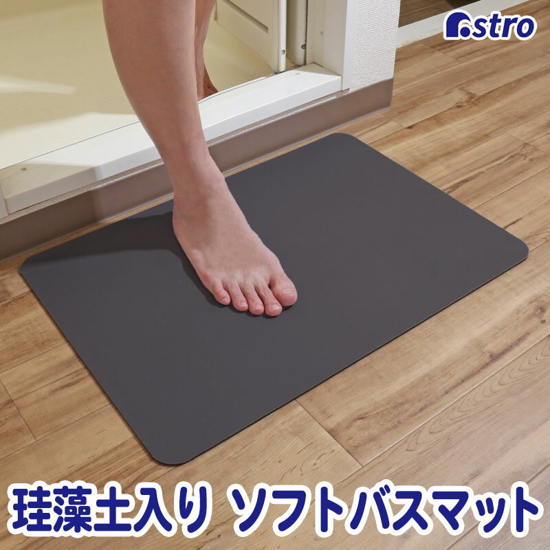 【店内最大20%OFFクーポン11/16迄】珪藻土 バスマット グレー 柔らかい ソフトバスマット お風呂マット 高吸水 速乾 足拭きマット 吸水マット 玄関マット キッチンマット 防カビ アストロ 333-22