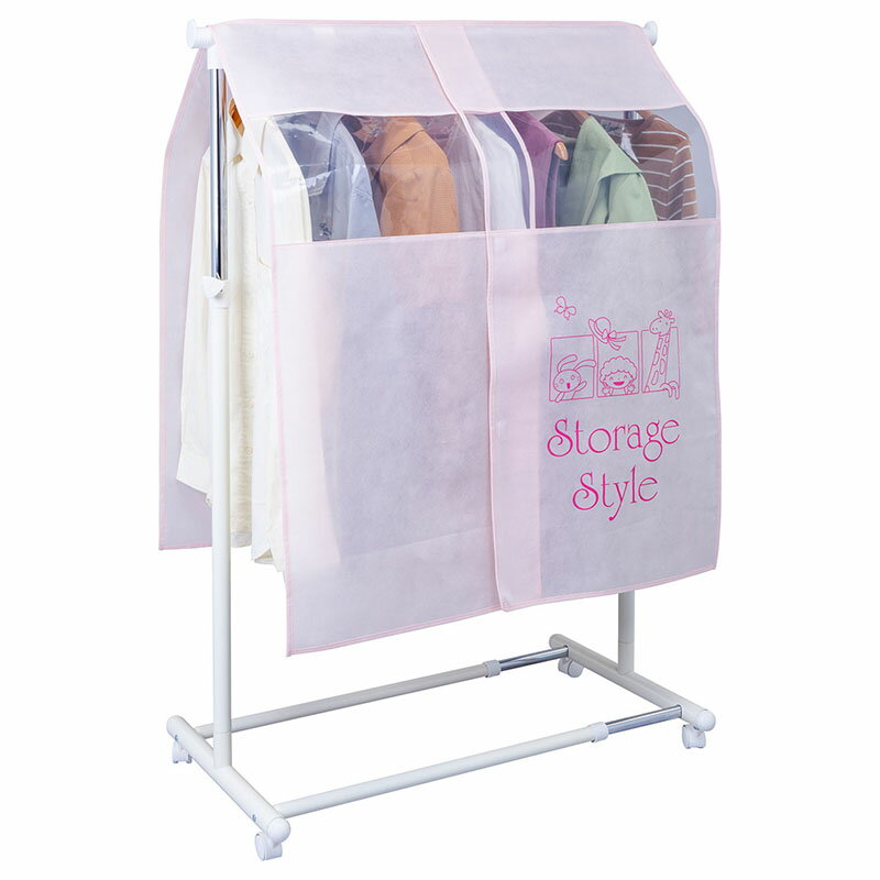 【店内最大100%Pバック7/10限定】ハンガーラックカバー 幅90cm ピンク 不織布 ズレ防止ヒモ付き 衣類カバー 洋服カバー 衣装カバー クローゼット収納 ジャケット コート アウター コスプレ 衣装保管 アストロ 613-25