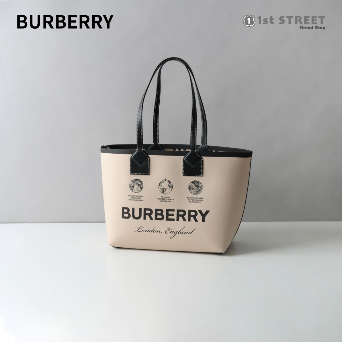 バーバリー BURBERRY トートバッグ ベージュ バッグ チェック A4収納可 ポーチ付 おしゃれ ブランド 高級 8063120 LL SM LONDON TOTE GB3 A1435 BEIGE ユニセックス メンズ レディース