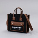 【5/10限定！2人に1人が当選★エントリーで最大100％ポイントバック】バーバリー BURBERRY トートバッグ フレヤ A4トート コットン キャンバス ブラック/ブラウン 8055749 114440 B1051 CL1 LL MN FREYA TOTE BLACK/TAN レディース