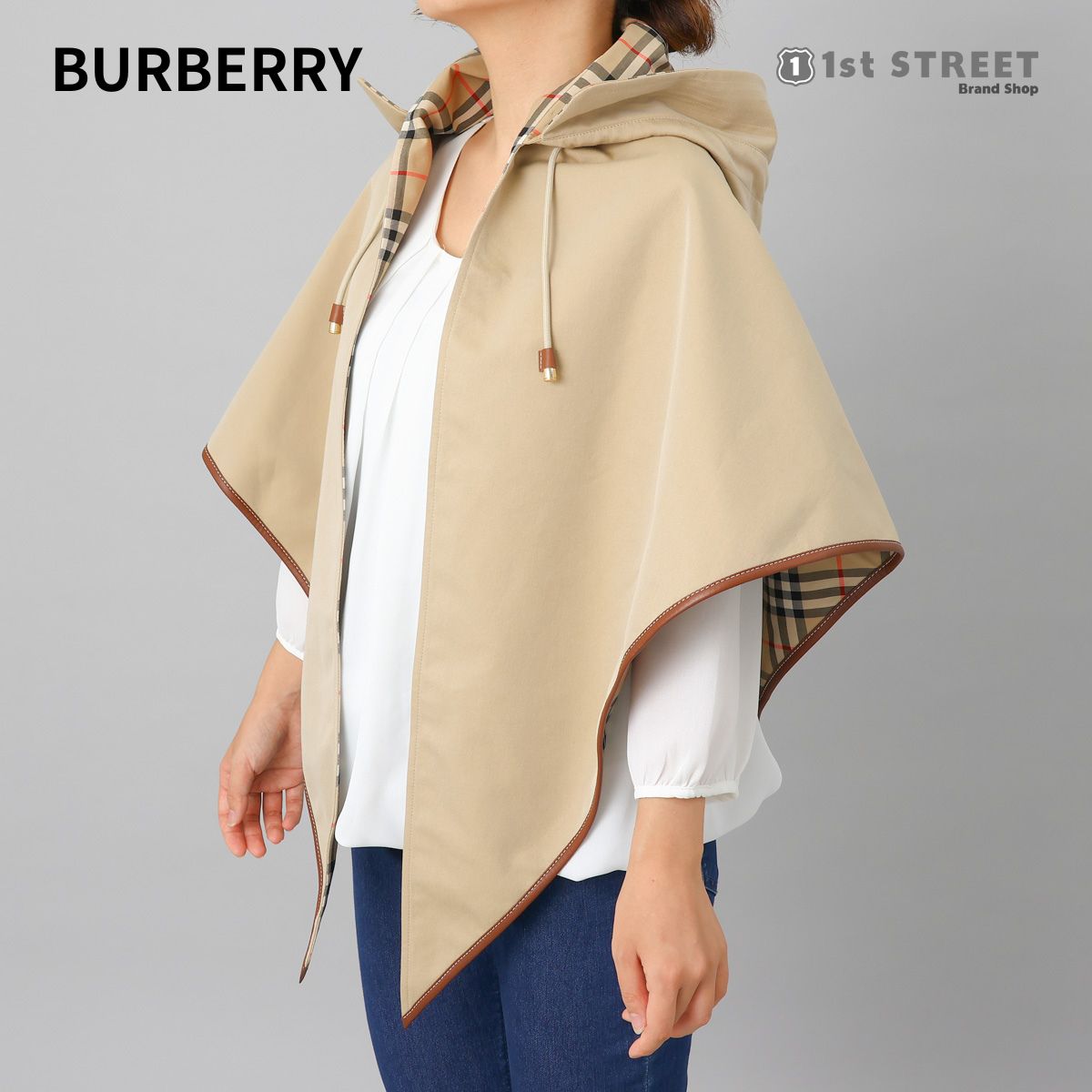 バーバリー バーバリー BURBERRY ポンチョ キャメル コート アウター チェック ベージュ 8053508 レディース