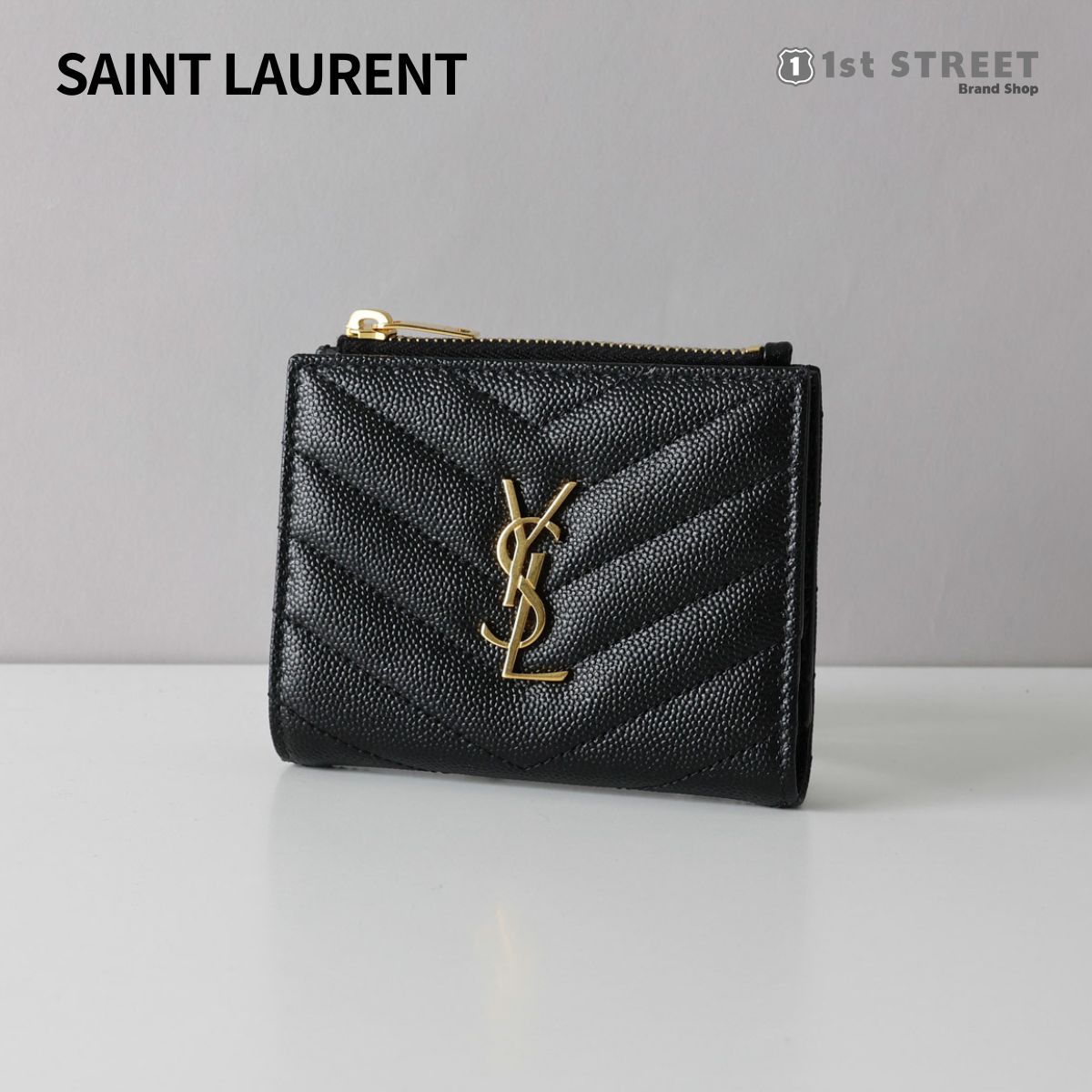 サンローラン SAINT LAURENT 2つ折財布 二つ折り財布 ミニ財布 小銭入れ付き モノグラム レディース 575879 BOW01 1000