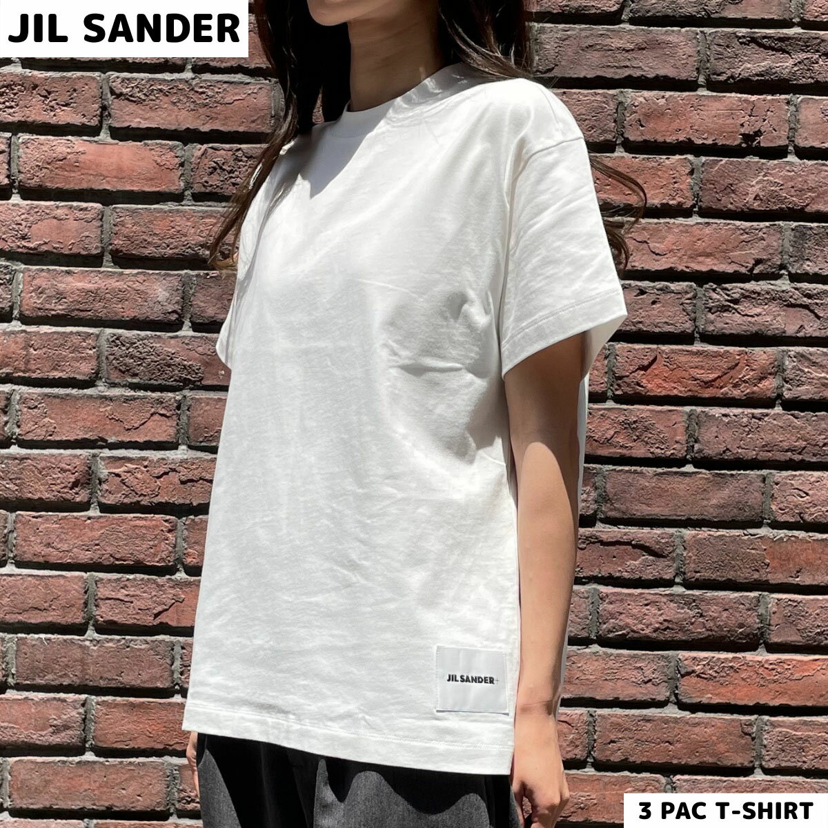 ジルサンダー JIL SANDER レディースTシャツ 3枚パック ラウンドネック 半袖 ロゴ オーガニックコットン ホワイト レディース 706540 WU248808 100のサムネイル