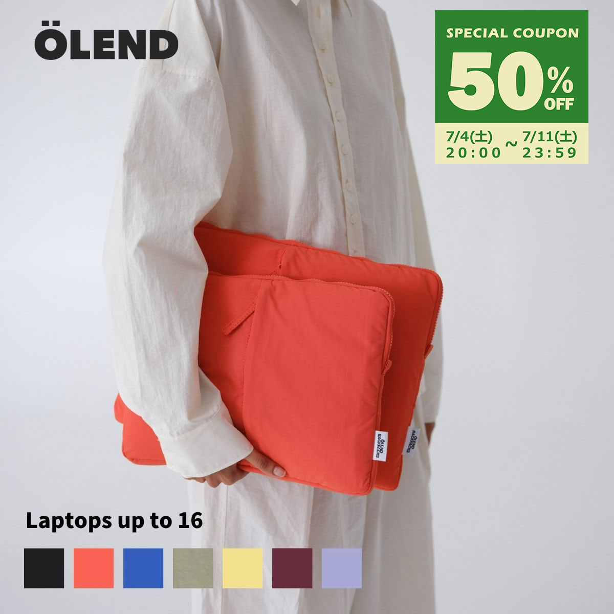 [Authorized Retailer] OLEND Padded Laptop Sleeve Tablet Case for 15-16 Inches, Colorful, with Pockets, Lightweight Nylon, Water-Repellent, Popular, Stylish, Unisex