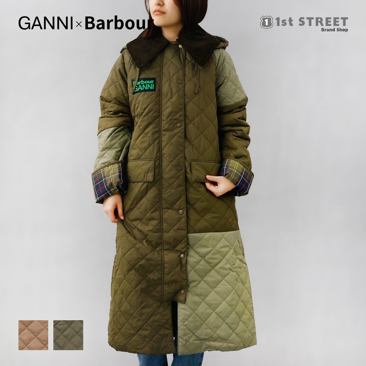 バブアー キルティングジャケット レディース バブアー x ガニー Barbour x GANNI コート ブルゾン キルティング ロングコート ミドルコート ロゴ ブランド 高級 LQU1740 CHAQUETA レディース