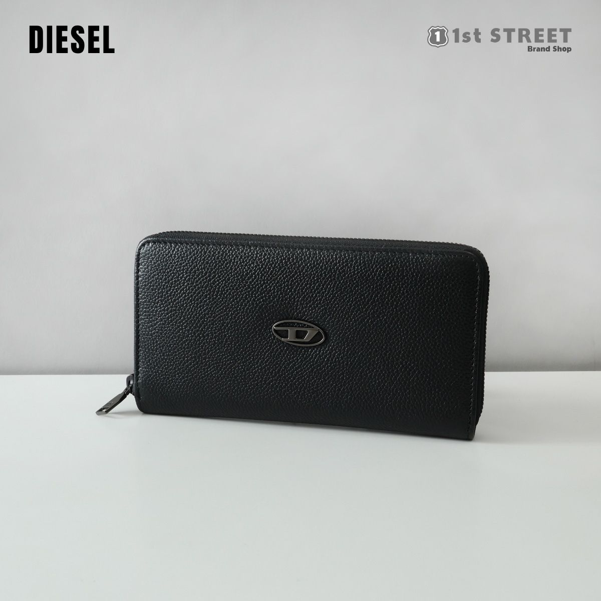 ディーゼル 財布（メンズ） ディーゼル DIESEL ラウンド長財布 ブラック 財布 ファスナー 長財布 ブランド 高級 トレンド おしゃれ X09015 P0685 GARNET WALLET メンズ【RSL】