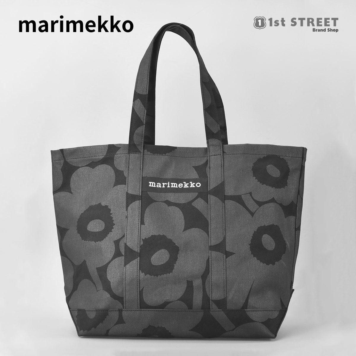 マリメッコ marimekko トートバッグ ハンドバッグ キャンバス コットン ウニッコ 黒 花柄 047587 ブラック 999