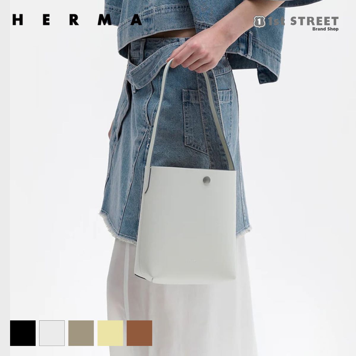 ヘルマ HERMA ショルダーバッグ レディース バッグ スモール トートバッグ クロスボディ レザー 牛革 本革 韓国ブランド SMALL CABAS SHOULDER BAG