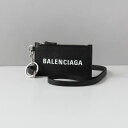 バレンシアガ BALENCIAGA カードケース 小銭入れ レディース パスケース コインケース ストラップ付 ロゴ ブラック 594548 CASH CA CASE ON KEYR 1090 BLACK/L WHITE