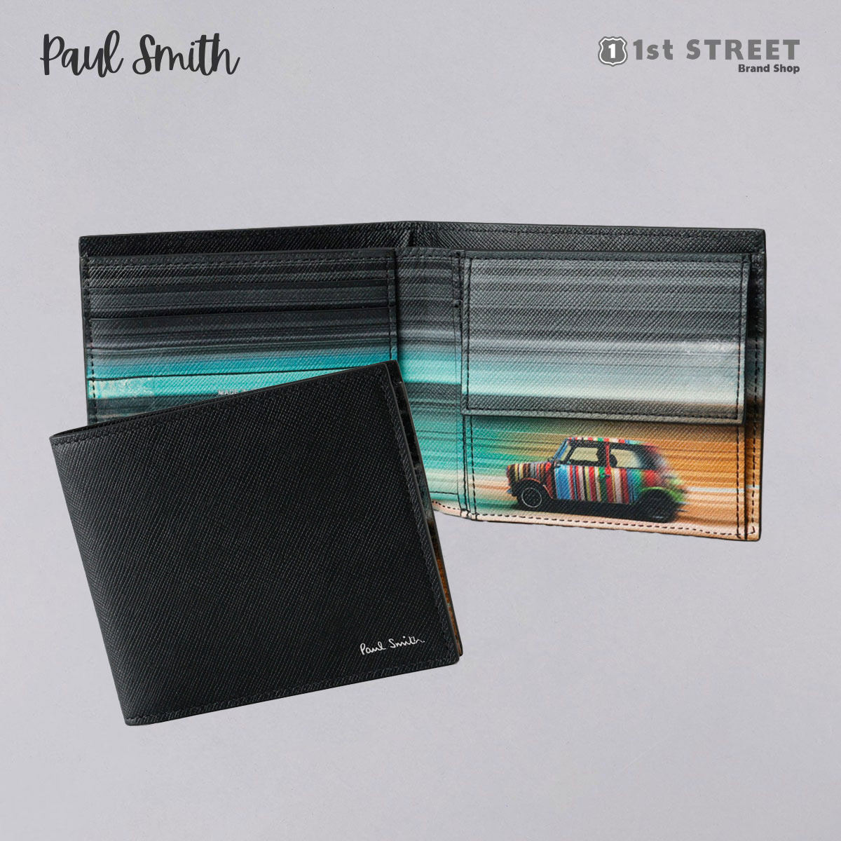 ポール・スミス 本革財布 メンズ ポールスミス PAUL SMITH 2つ折財布 財布 スリム財布 革 レザー ミニクーパー 銭入れ付 おしゃれ ブランド 高級 ブラック BLACKS 79 M1A4833 MMIBLR MEN WALLET BILLFOLD COIN メンズ【RSL】