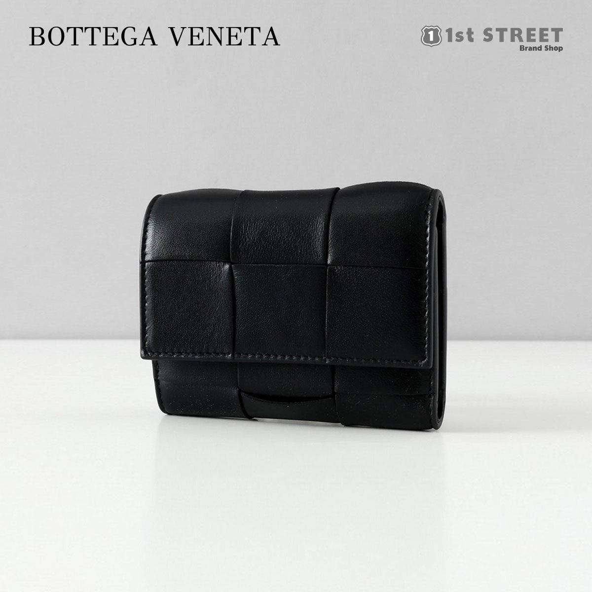 ボッテガヴェネタ 財布（レディース） ボッテガヴェネタ BOTTEGA VENETA 3つ折財布 財布 小銭入れ付 カセット CASSETTE イントレチャート おしゃれ ブランド 高級 ブラック BLACK-GOLD 8425 651372 VCQC1 PORTAFOGLIO レディース メンズ ユニセックス