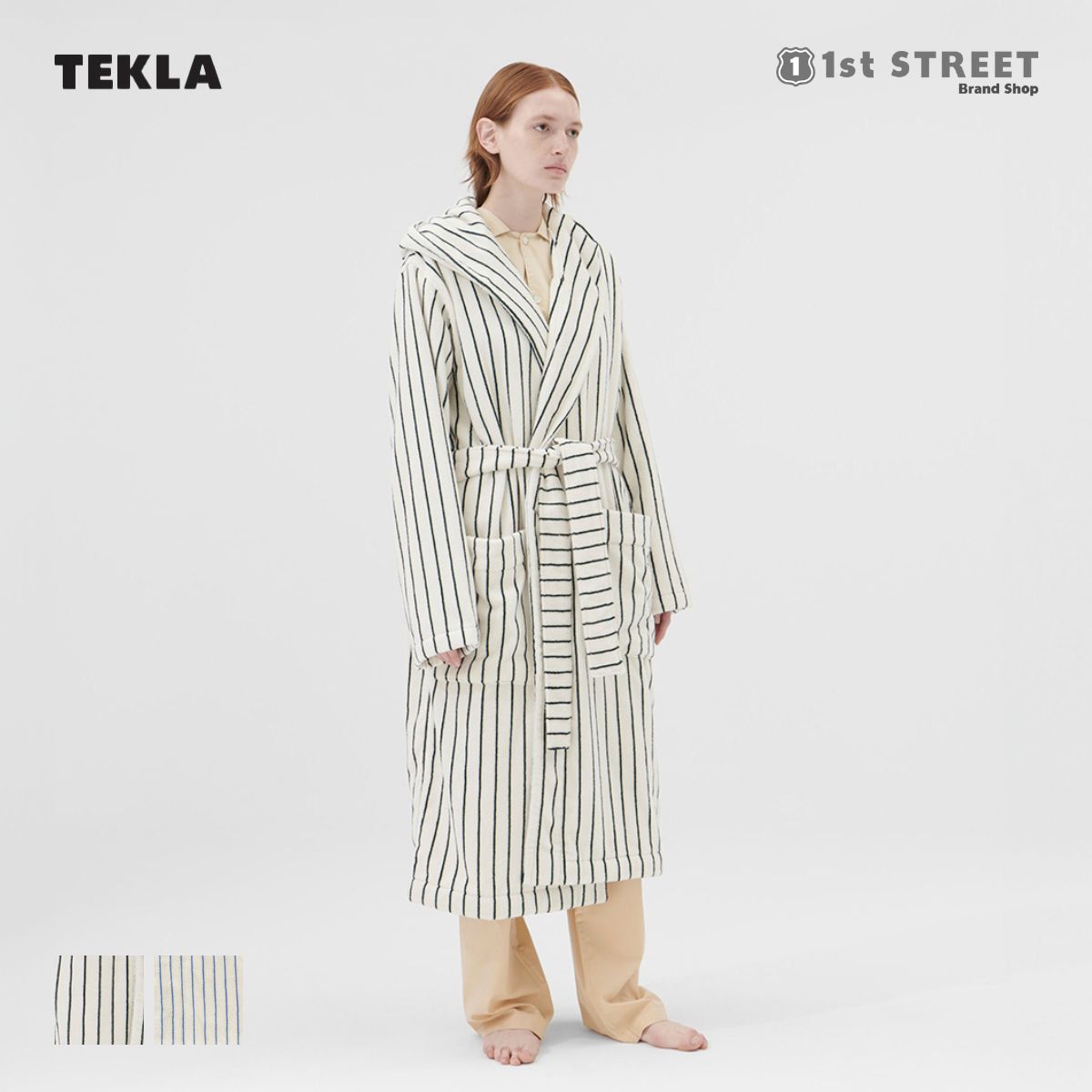 テクラ TEKLA HOOD BATHROBES STRIP バスローブ フーデッド バスローブ オーガニックコットン グリーン RACING GREEN STRIPES ユニセックス レディース メンズ BT-RG