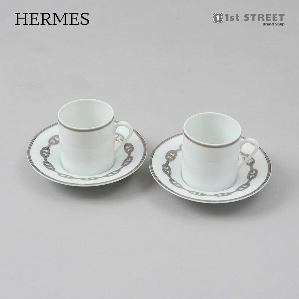 エルメス HERMES カップ&ソーサー 2客セット シェーヌダンクル コーヒーカップ ギフト ブランド箱入り 04117P COFFE CUP AND SAUCER