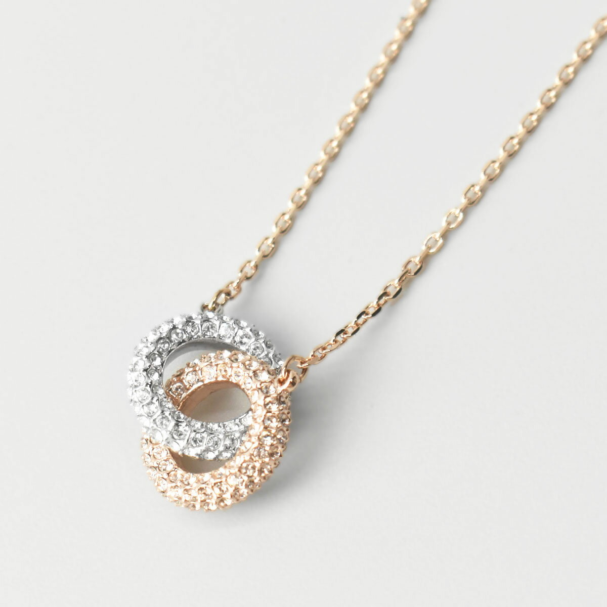 スワロフスキー SWAROVSKI ペンダント ネックレス ストーン インターロッキングサークル ローズゴールド 5414999 STONE NECKLACE CIRCLE WHITE ROSE GOLD-TONE PL レディース