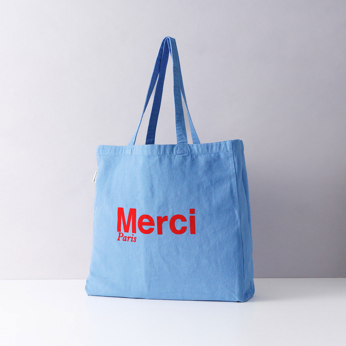 Merci トートバッグ コットントートバッグ ブルー&レッド 楽天市場】merci トートバッグ(カラーブルー)(バッグ|バッグ