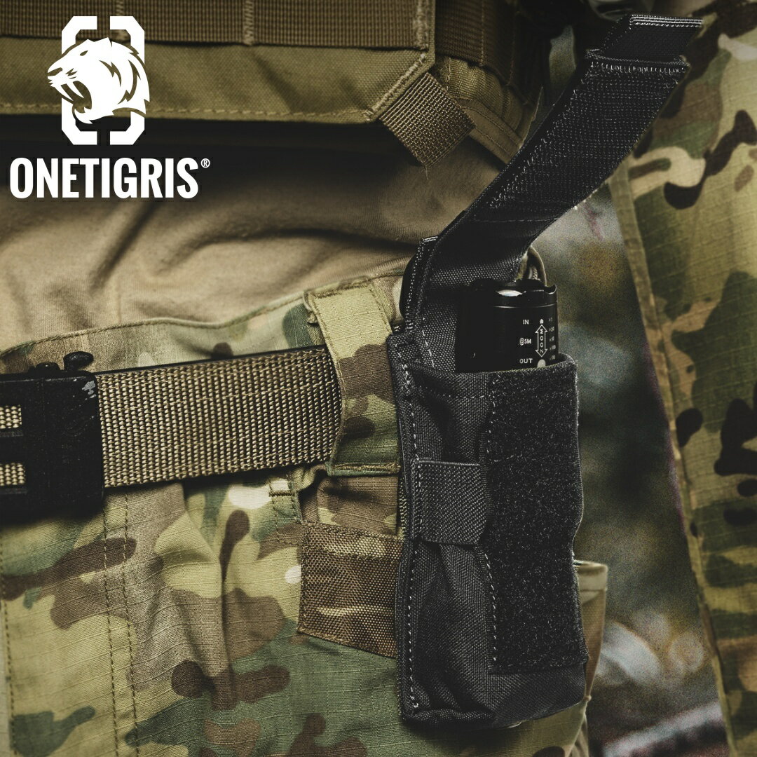 OneTigris 1000Dナイロン 懐中電灯ポーチ ケース LEDライトカバー ベルトポーチ ホルスター アウトドア キャンプ サバゲー装備 (ブラック) ライトホルダー ミリタリー ライトポーチ ライトホルダー 懐中電灯ホルダー フラッシュライト
