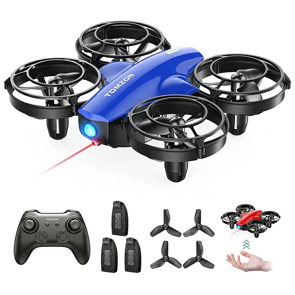 【対戦型★SALE 20%OFF】ドローン 子供向け 100g未満 Tomzon トイドローン バッテリー3個付き 飛行時間24分 ワンキー離着陸 ヘッドレスモード搭載 高度維持 放り投げ飛行 宙返り サークル飛行 高速回転 室内向け 初心者 誕生日プレゼント 技適マーク付き A24のサムネイル