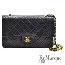 CHANEL（シャネル） マトラッセ25 ネイビー ダブルチェーン ダブルフラップ ネイビー ラムスキン ゴールド金具 ショルダーバッグ 2WAYバッグ レディース