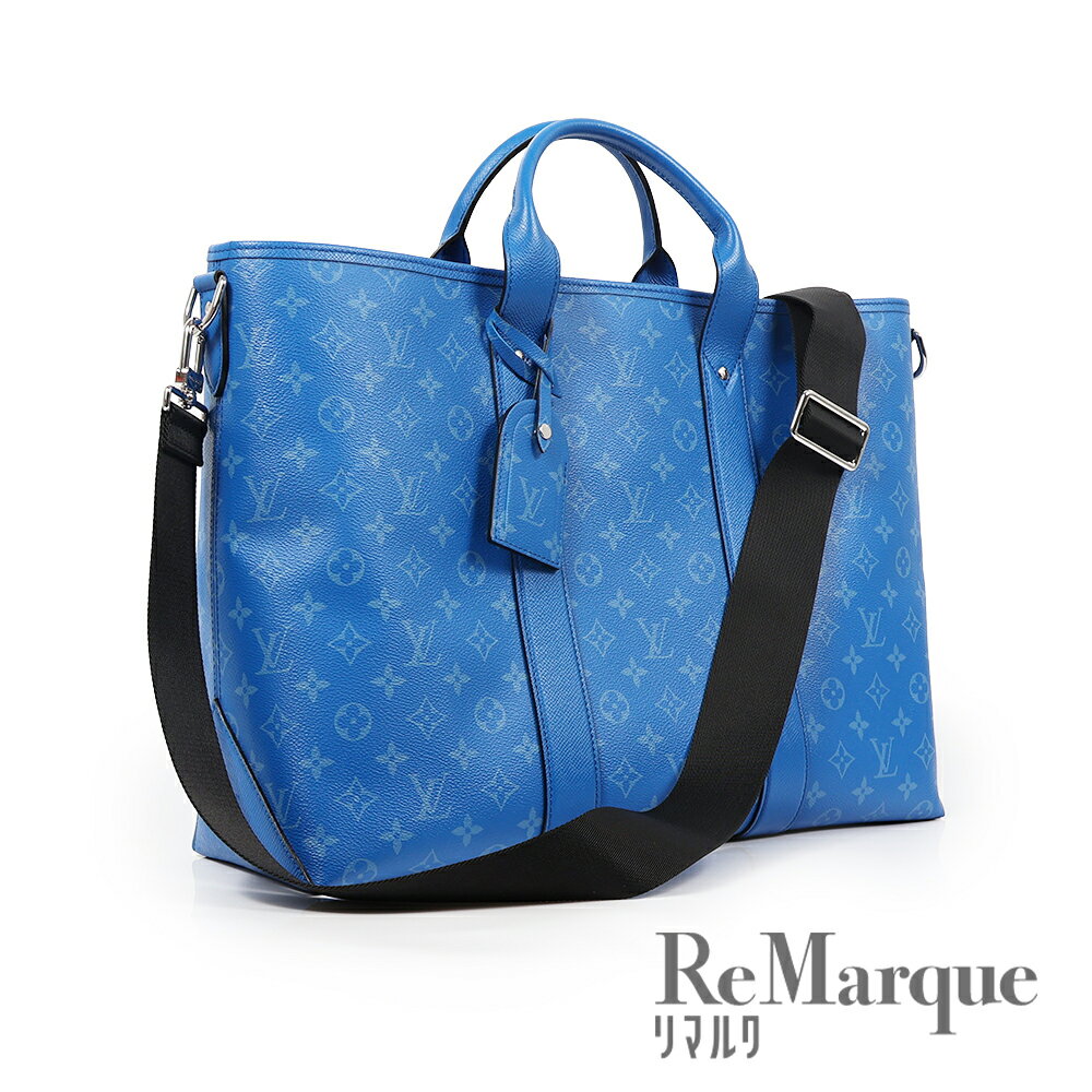 LOUIS VUITTON（ルイヴィトン） モノグラム ウィークエンド・トートNM M31010 アガベ ブルー モノグラム・キャンバス タイガ・レザー IC ハンドバッグ 2WAYバッグ メンズ【中古】【程度Aランク】のサムネイル