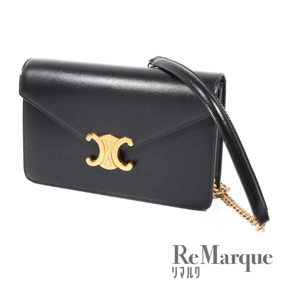 CELINE（セリーヌ）トリオンフ チェーンウォレット ショルダーバッグ ブラック レザー 【中古】【程度Aランク】のサムネイル