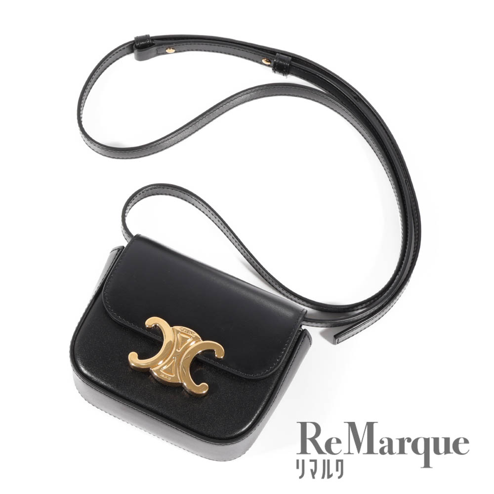 CELINE（セリーヌ）トリオンフ ミニ クロード シャイニーカーフスキン 10I513DPV レザー ショルダーバッグ ブラック【中古】【程度Aランク】のサムネイル