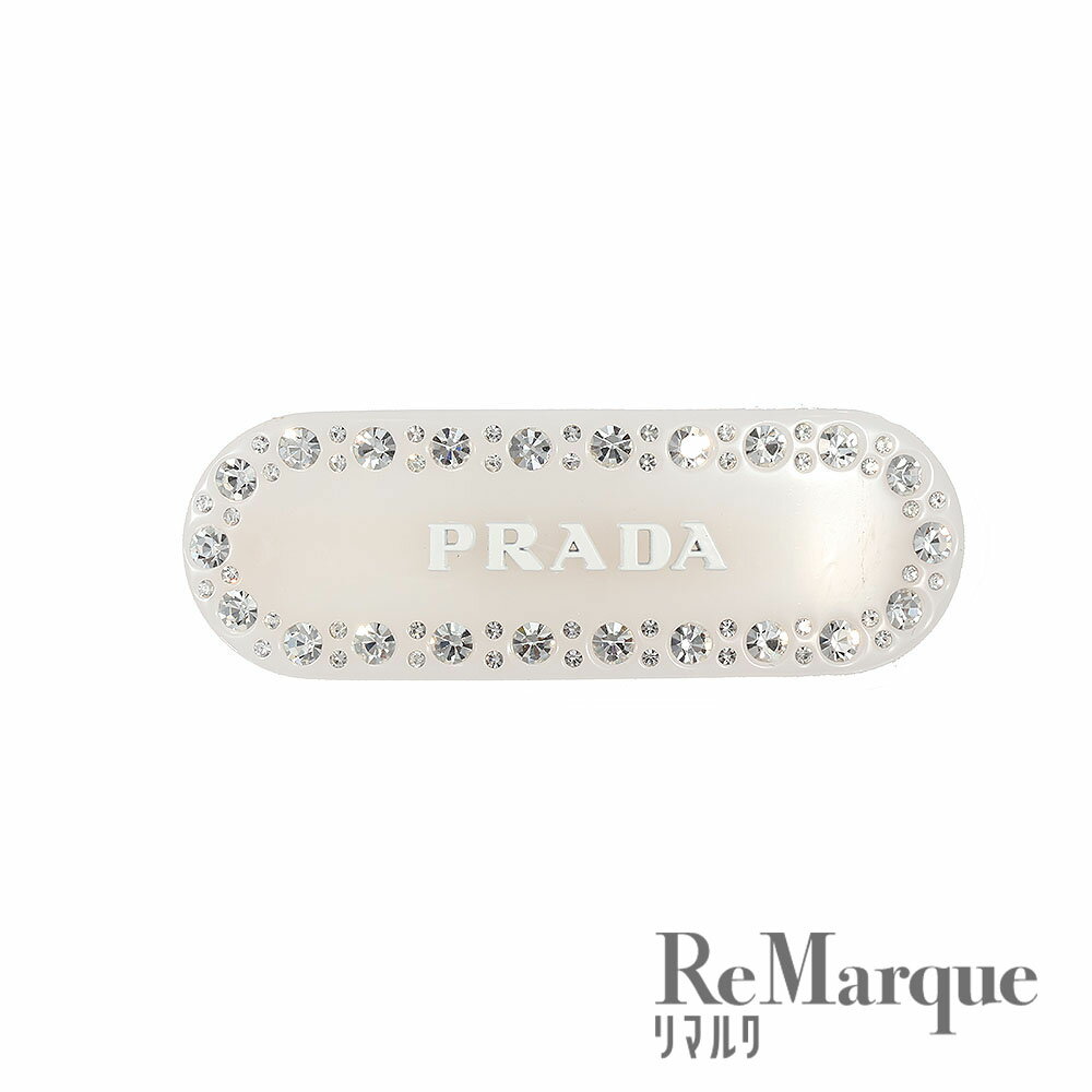 PRADA（プラダ）バレッタ プレックス ロゴ ヘアクリップ ホワイト ヘアアクセサリー レディース【中古】【程度Aランク】のサムネイル