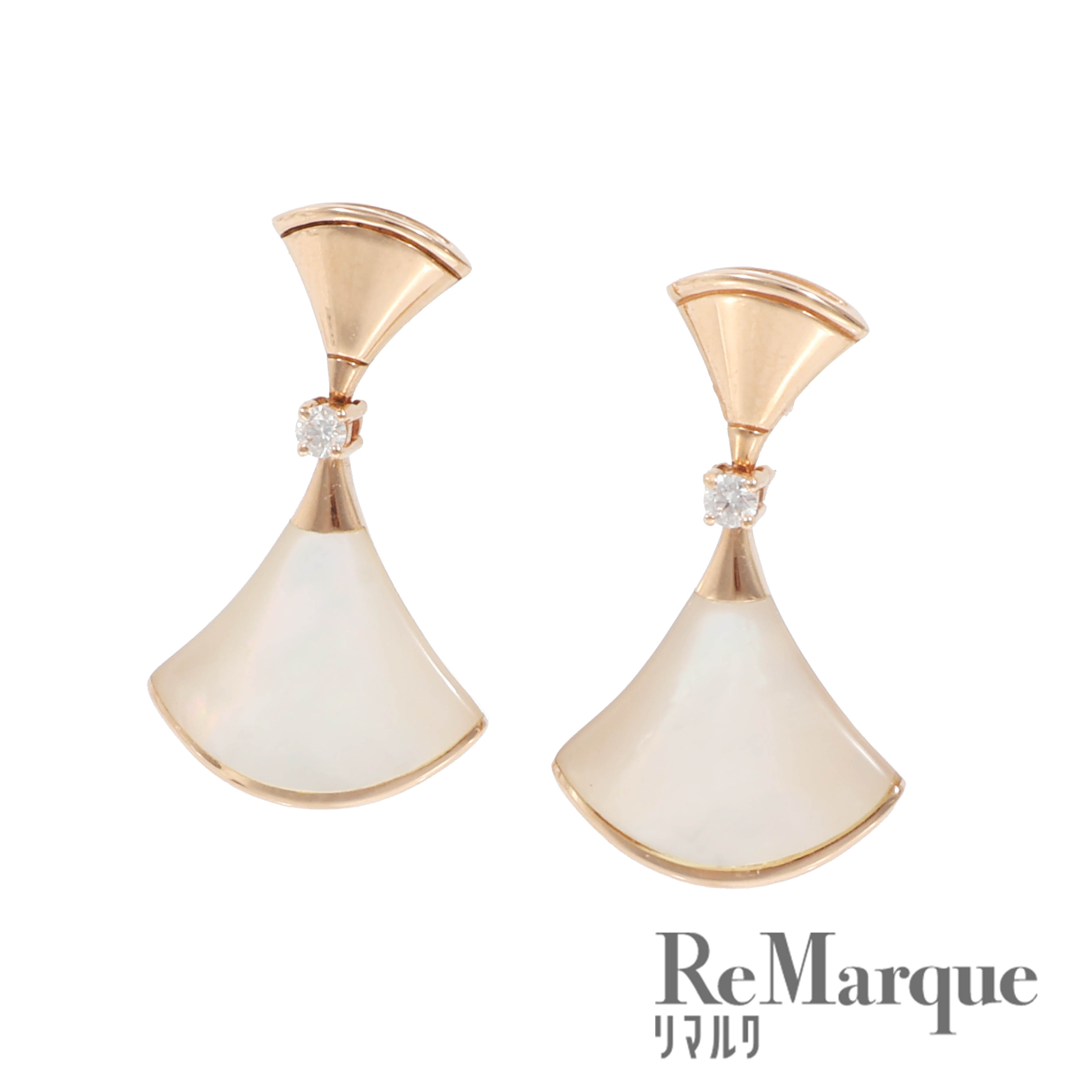 BVLGARI（ブルガリ）ディーヴァドリーム ピアス ダイヤ マザーオブパール Au750 ピンクゴールド K18PG 350740 アクセサリー ジュエリー レディース 【中古】【程度Aランク】のサムネイル