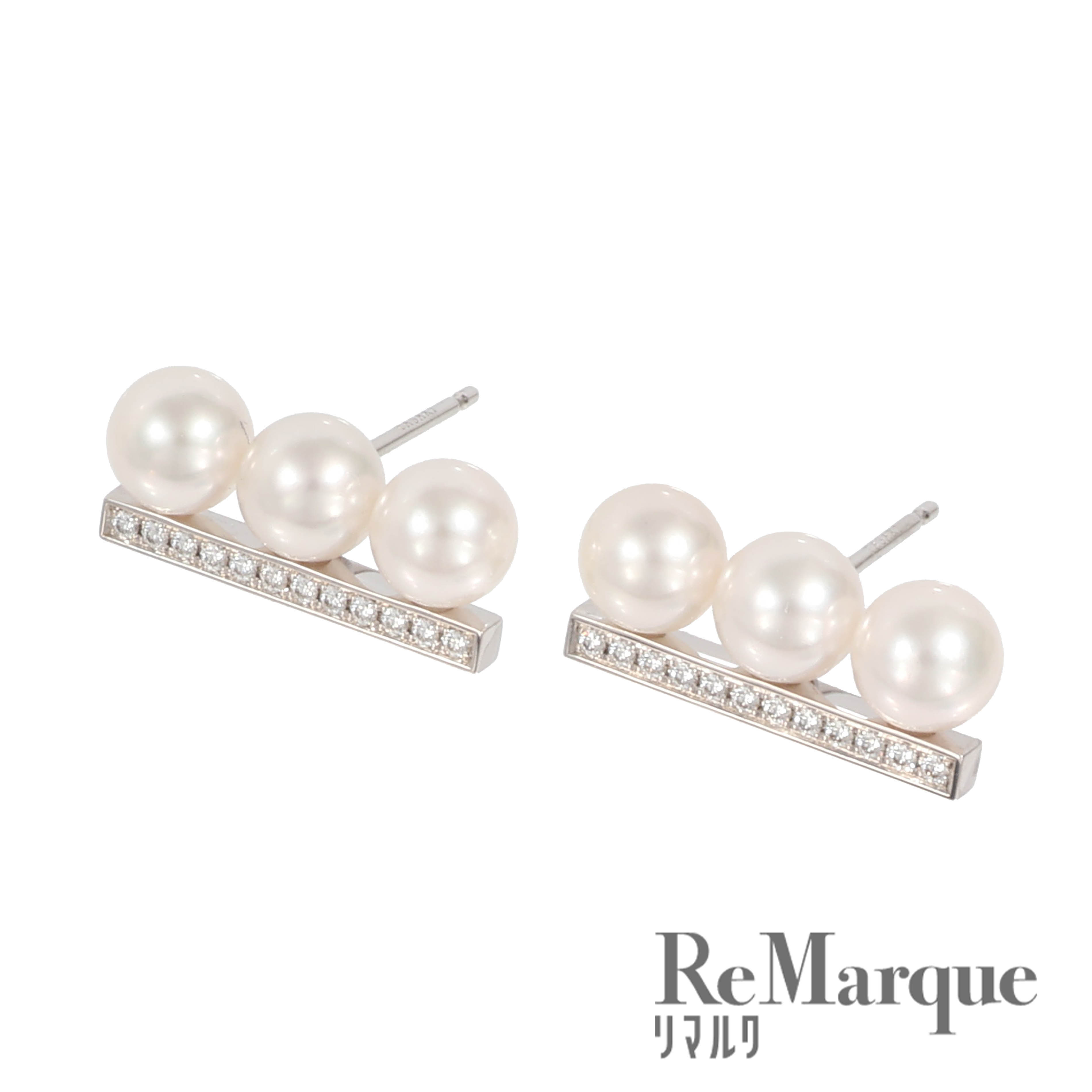 TASAKI（タサキ）バランス ピアス パヴェダイヤ パールピアス 750WG ホワイトゴールド 0.09ct 3Pアコヤ真珠 ジュエリー レディース【中古】【程度Aランク】のサムネイル