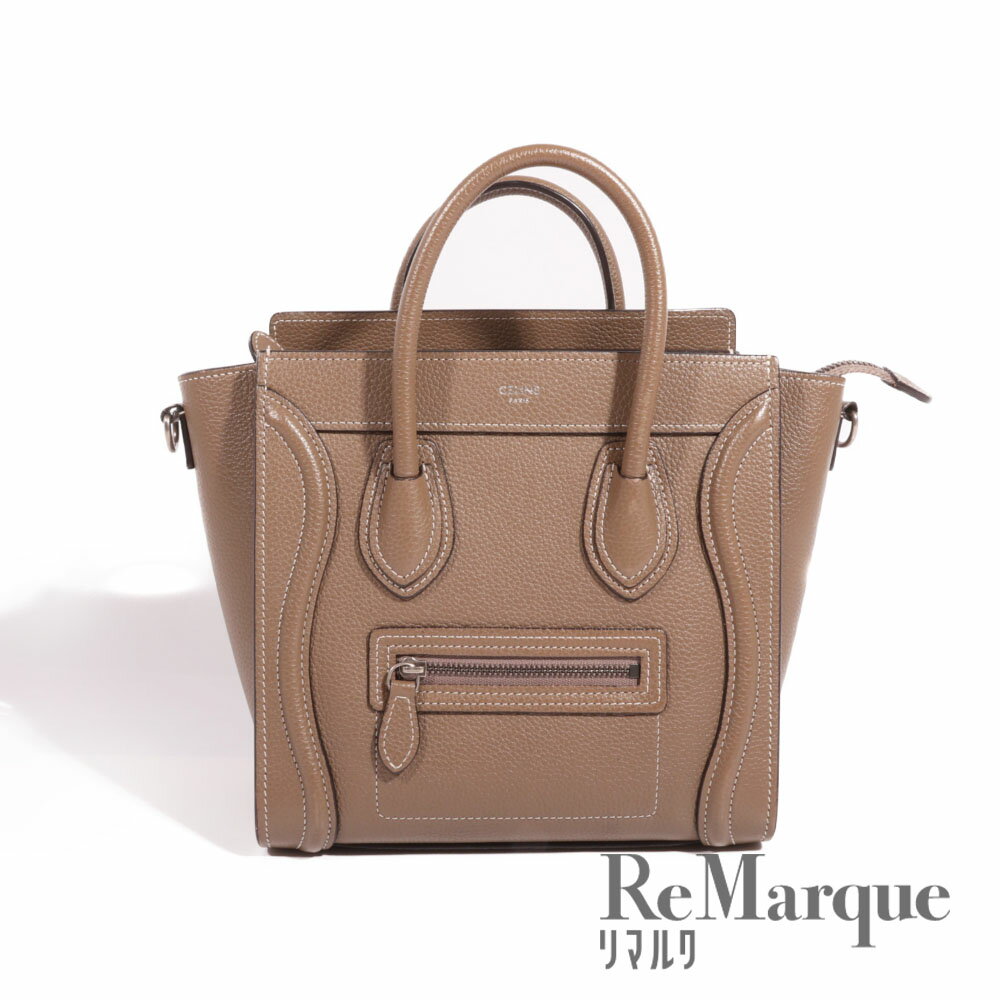 CELINE（セリーヌ）ラゲージナノ 189243DRU.09SO スリ ベージュ レザー 2WAY ハンドバッグ ショルダーバッグ レディース【中古】【程度ABランク】のサムネイル