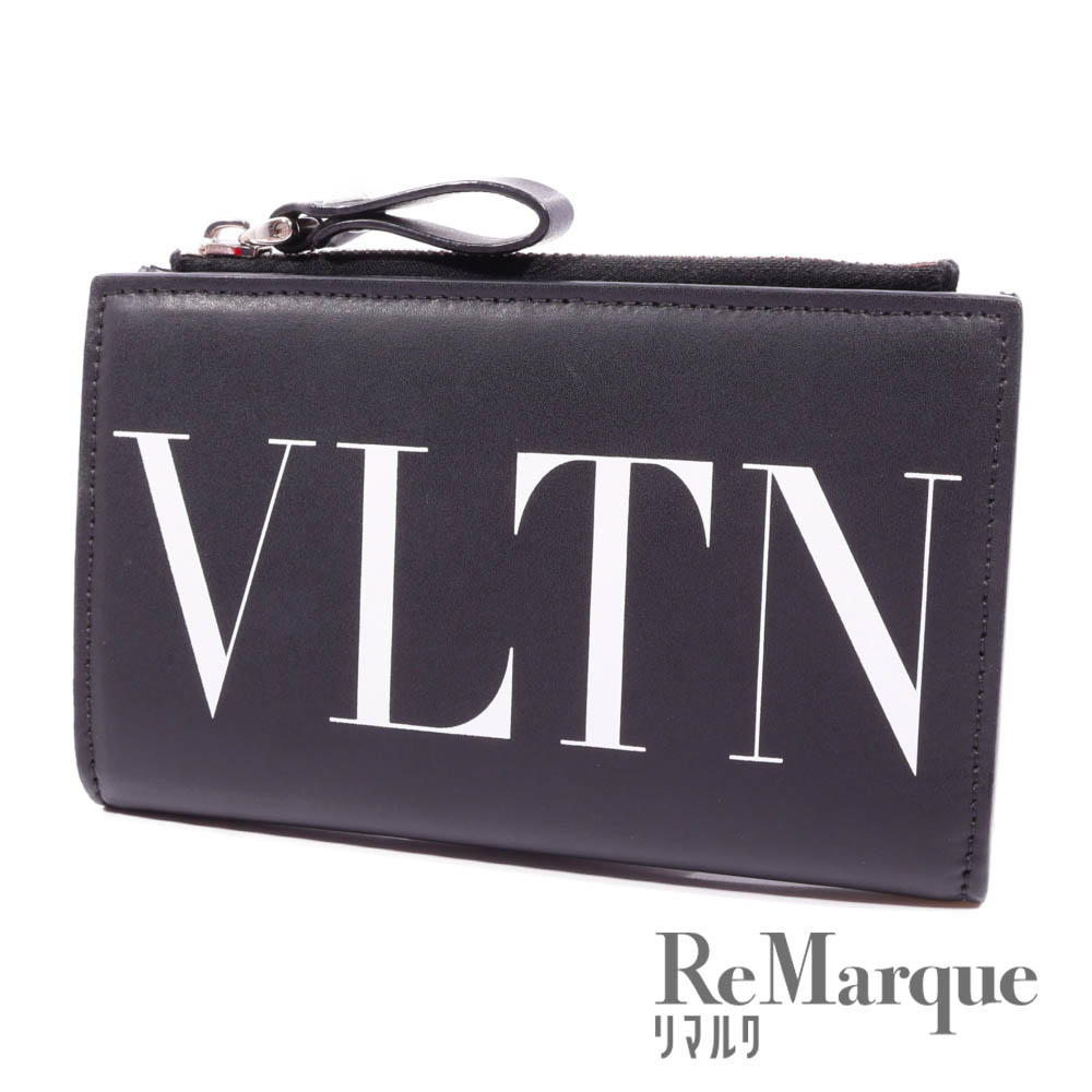 VALENTINO（ヴァレンティノ）VLTN 二つ折り財布 ブラック レザー コンパクトウォレット レディース【中古】【程度Aランク】のサムネイル