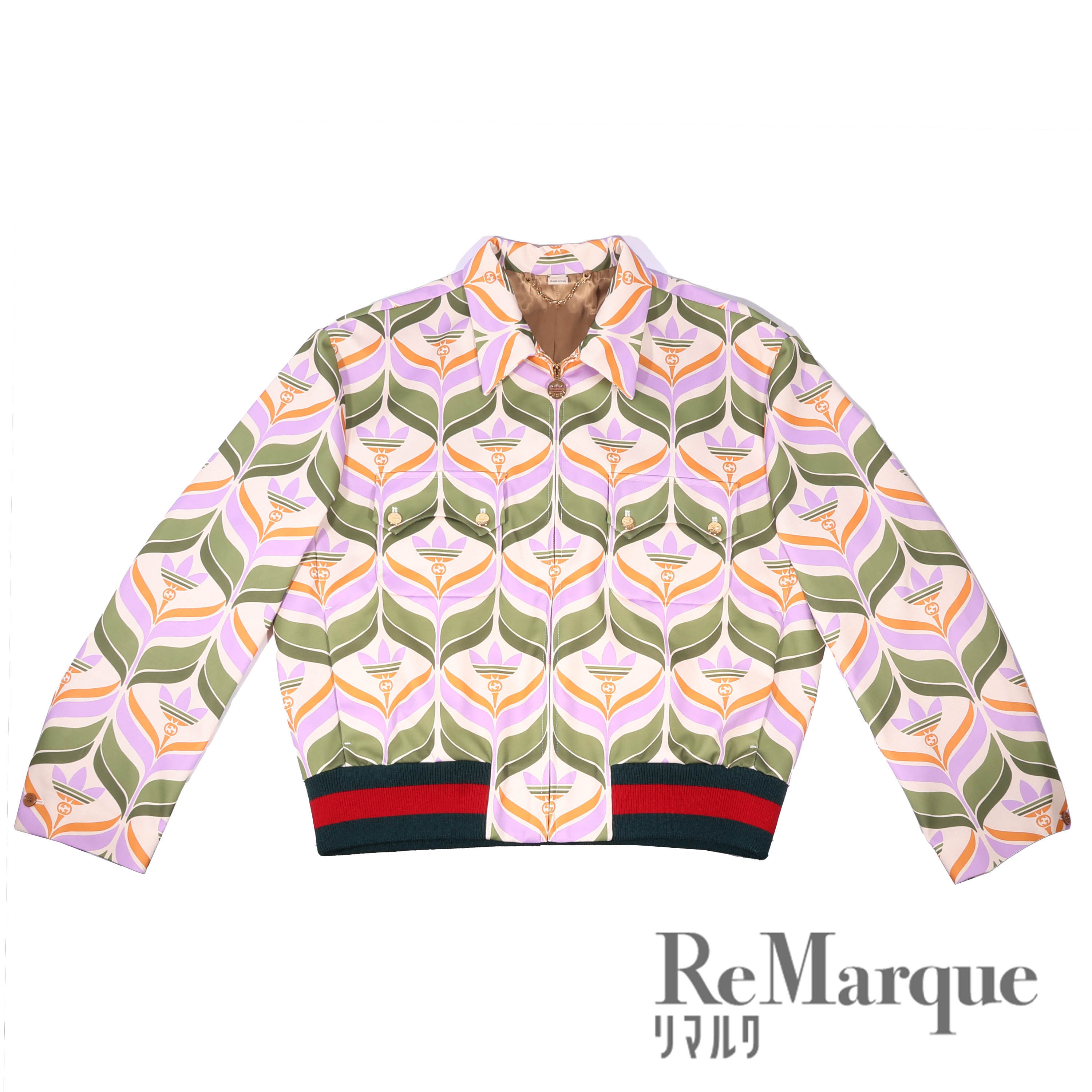 GUCCI（グッチ）×アディダスオリジナルス トレフォイルプリントジャケット「Trefoil Print Jacket」 ポリエステル マルチカラー 22SS 691425 #52 メンズ【中古】【程度Aランク】