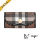 【未使用品】BURBERRY（バーバリー） ハルトン ジャイアントチェック ダークバーチブラウン LS HALTON GC9 80726681 二つ折り長財布 黒×ブラウン レディース ウォレット 【中古】【程度Nランク】