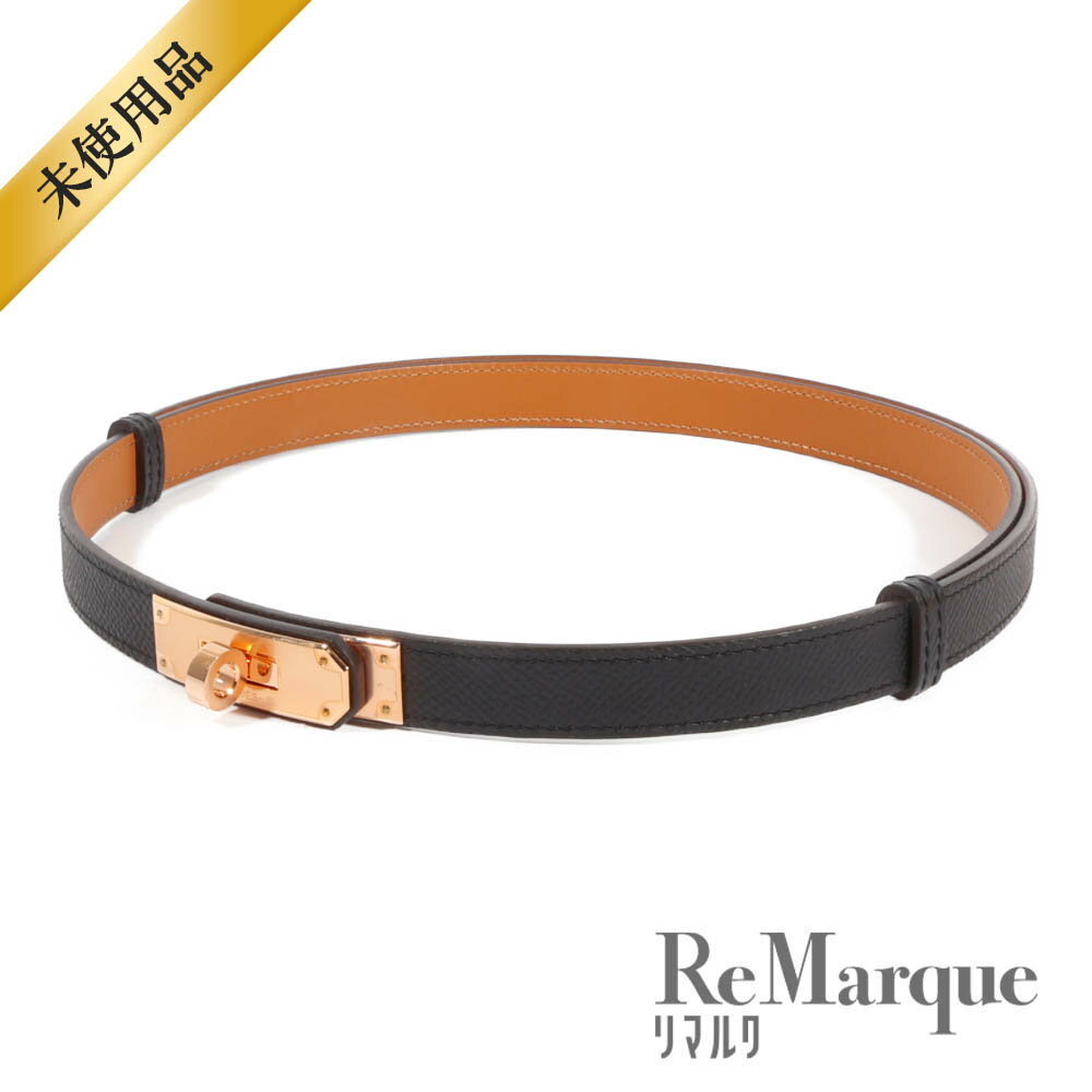 【未使用品】 HERMES（エルメス）ケリーベルト ブラック ピンクゴールド金具 ヴォーエプソン レザー W刻印 レディース【中古】【程度Nランク】のサムネイル