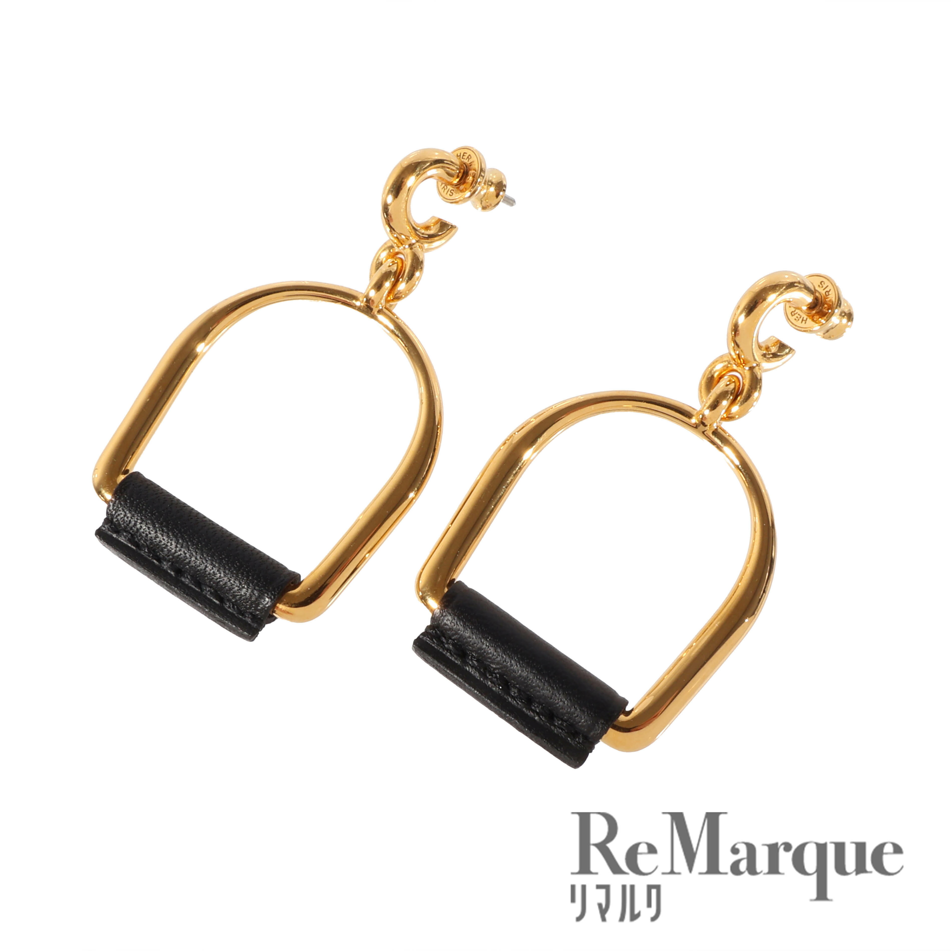 HERMES（エルメス）エリタージュ エケストル エトリエPM ゴールド×ブラック ピアス アクセサリー レディース【中古】【程度Aランク】のサムネイル