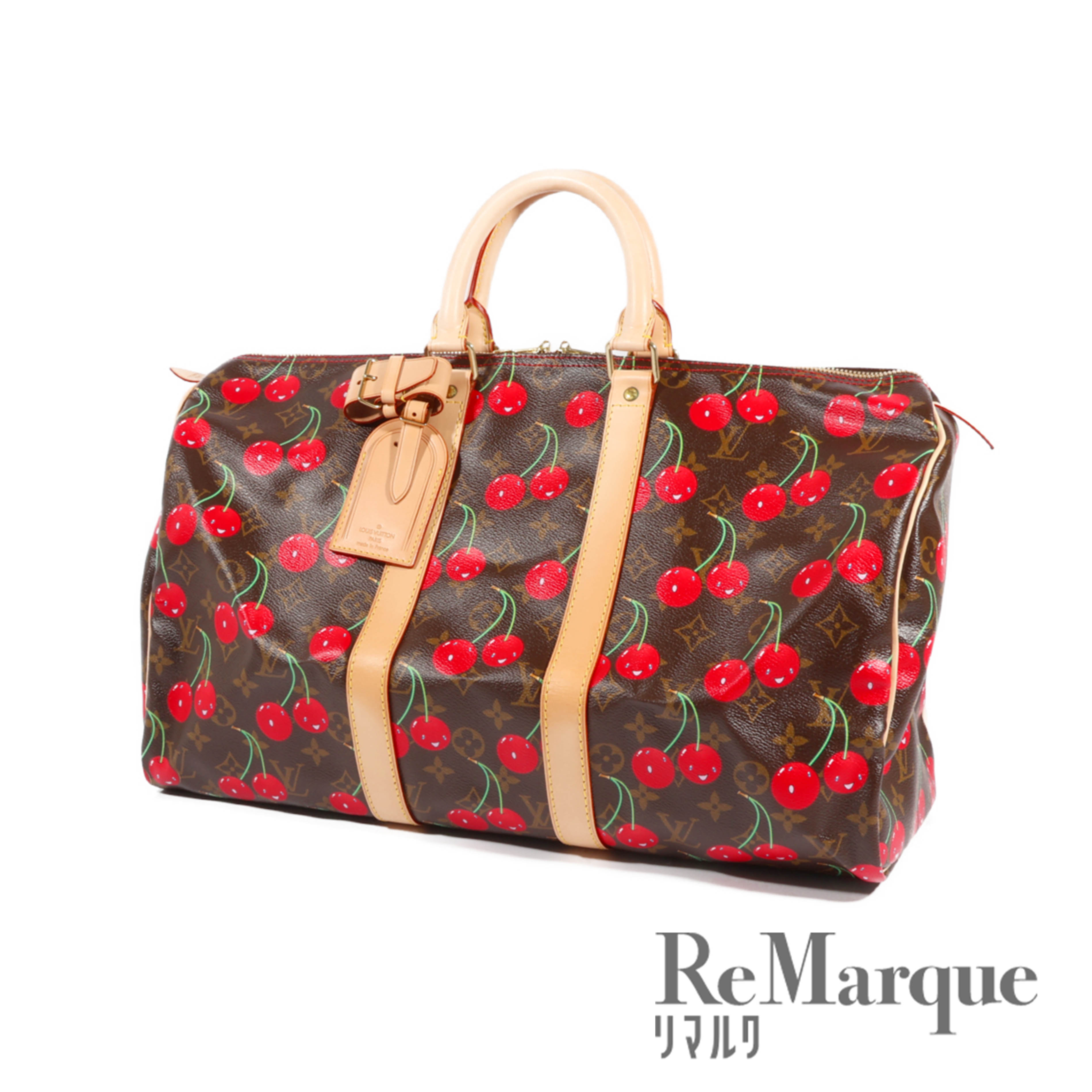 LOUIS VUITTON（ルイヴィトン）モノグラム チェリー 村上隆 キーポル45 M95011 ボストンバッグ ハンドバッグ PVC レザー ブラウン×レッド【中古】【程度Aランク】のサムネイル