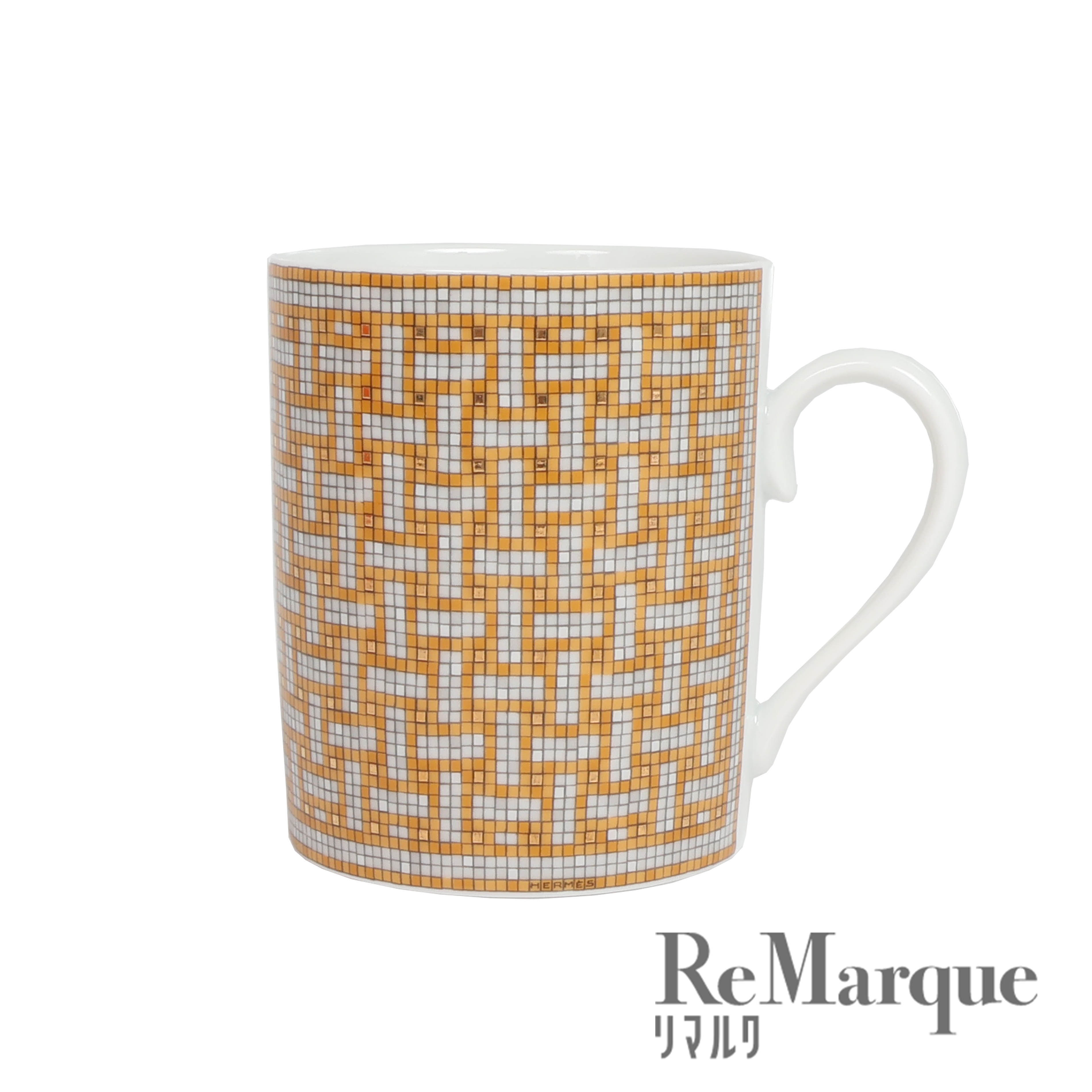 HERMES（エルメス）Mosaique Au 24 モザイク24 マグカップ オレンジ×ホワイト×ゴールド ポーセリン 陶器【中古】【程度SAランク】のサムネイル