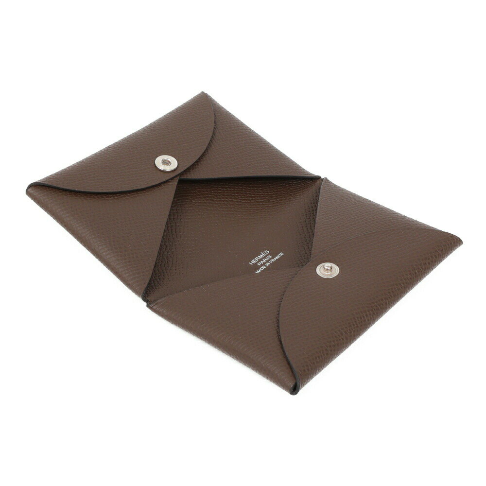 HERMES(エルメス) カルヴィ カードケース コインケース エコルセ エプソン シルバー金具 B刻印 ブラウン【中古】【程度N】