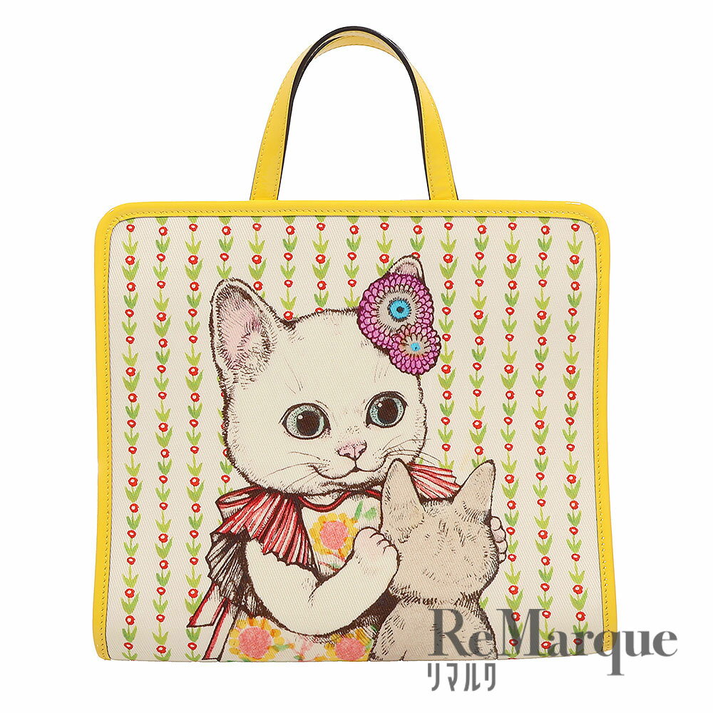 GUCCI(グッチ) グッチ×ヒグチユウコ チルドレンズ 605614 イエロー キャンバス×パテントレザー ハンドバッグ手提げ 鞄【中古】【程度A】のサムネイル