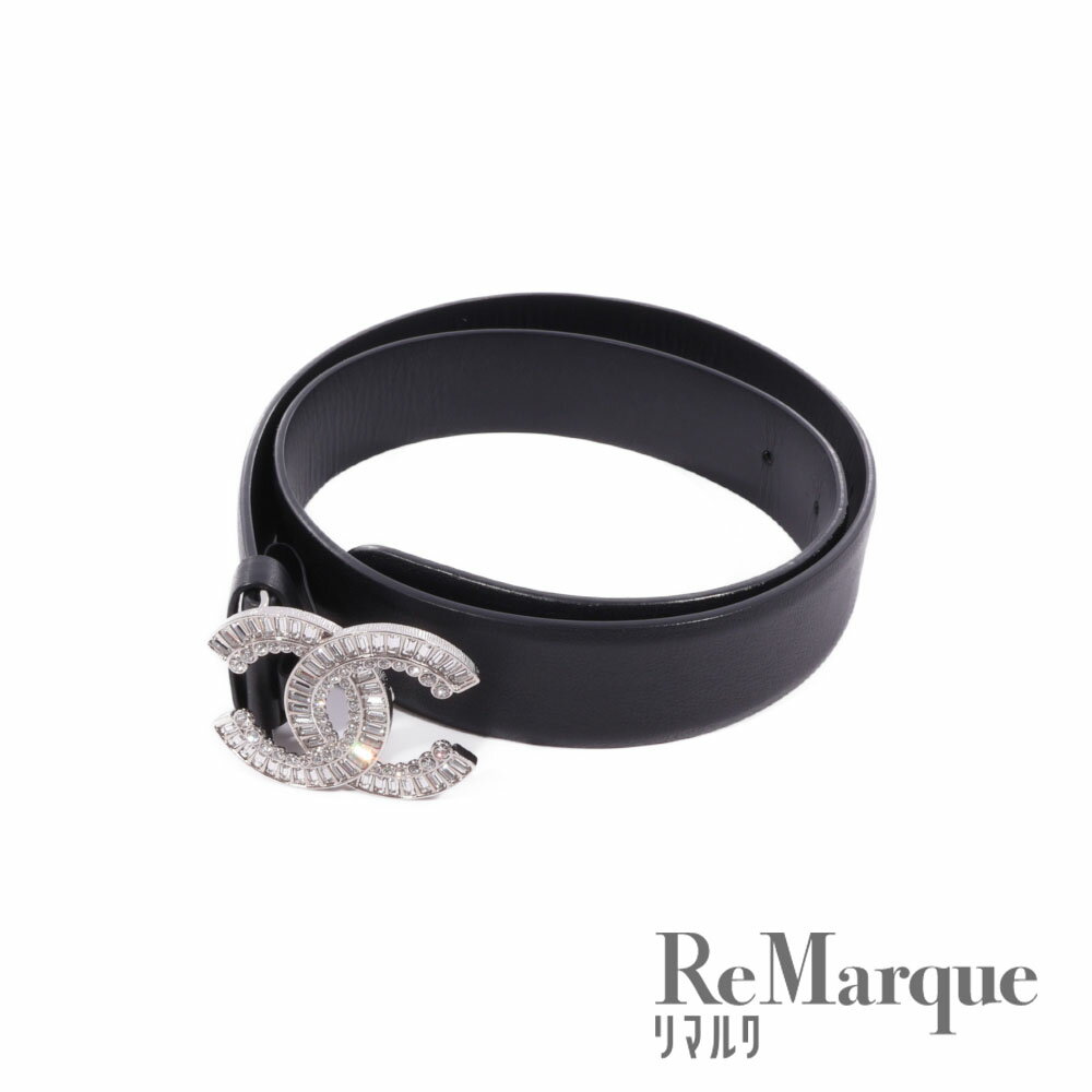 CHANEL(シャネル) ココマーク ベルト ブラック GP×レザー×ラインストーン B23S ♯75【中古】【程度A】のサムネイル