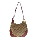 GUCCI(グッチ) GGキャンバス ショルダーバッグ レッド×ベージュ キャンバス×レザー 203503【中古】【程度B】