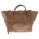 CELINE(セリーヌ) スクエア ラゲージ ファントム ブラウン レザー トートバッグ ハンドバック ゴールド金具【中古】【程度B】