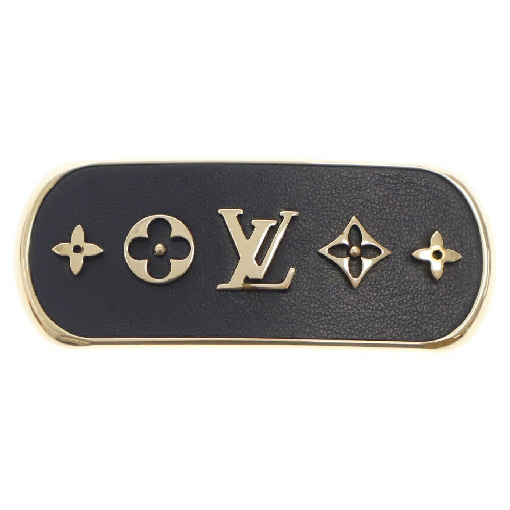 LOUIS VUITTON(ルイヴィトン) モノグラム バレッタ クルーザー ブラック×ゴールド M00564 レザー×GP ヘアアクセサリー【中古】【程度A】
